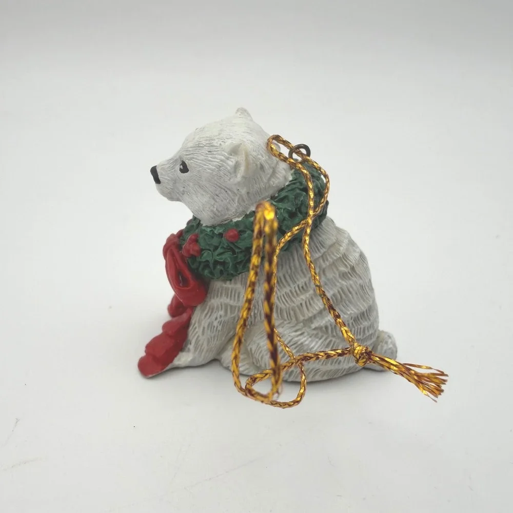Silver Deer Polar Bear Ornament Christmas Animals White Tom Rubel 1990‎ Vintage